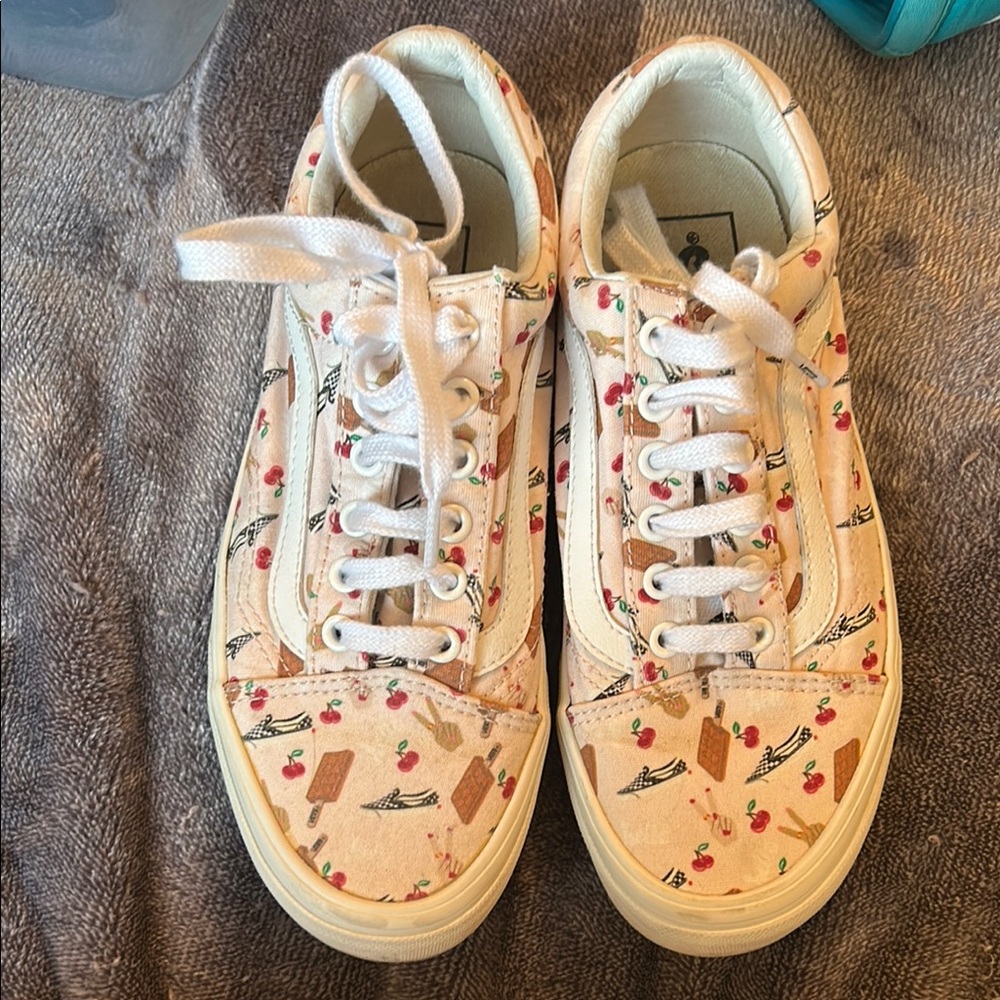 Vans Cream Cherry Print Sneakers